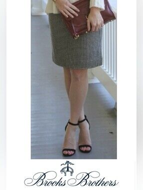 Hounds tooth Pencil Wool Brooks Brothers skirt